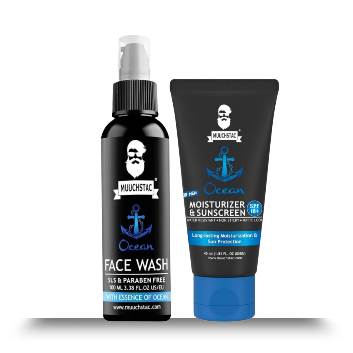 Muuchstac Ocean Facewash, Sunscreen & Moisturizer Combo –Deep Cleansing, Hydration Moisturized & Sun Protection